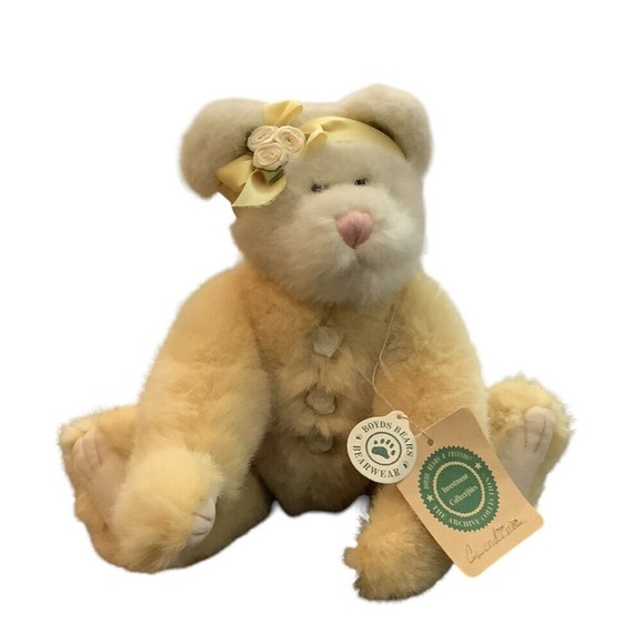 Boyds Bears Other - Vintage Boyds Bears Gwendina 20th Anniversary 11'' Posable Bear Plush White Rose